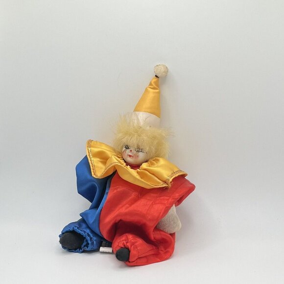 Vintage Porcelain Head Jester Clown Doll 9" Collectible Circus Sand Filled - Picture 2 of 14